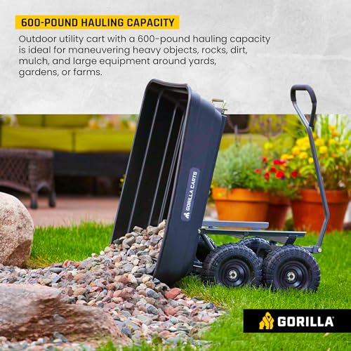Gorilla Carts Poly Garden Dump Cart, 600 lb Capacity