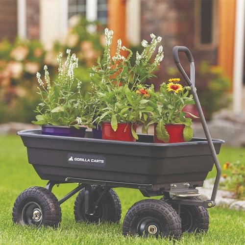 Gorilla Carts Poly Garden Dump Cart, 600 lb Capacity