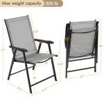 Set of 2 Portable Outdoor Patio Chairs with Armrests