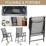 Set of 2 Portable Outdoor Patio Chairs with Armrests