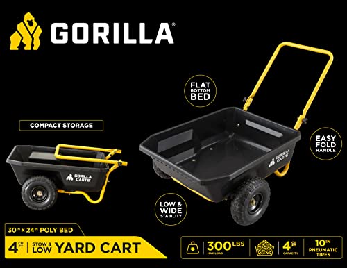 Gorilla Carts Poly Dump Cart, Garden Wagon, 4 cu ft