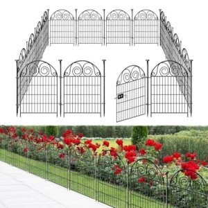 Getlay 40” Tall Garden Fence with Gate, 12 Panels