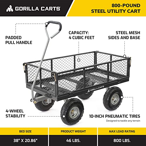 800 Pound Capacity Heavy Duty Steel Mesh Utility Cart
