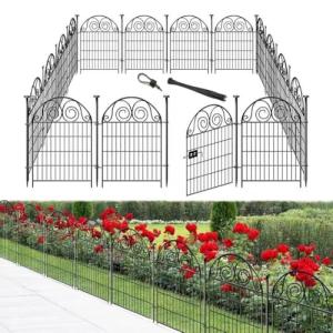 Getlay 40” Tall Garden Fence with Gate, 12 Panels