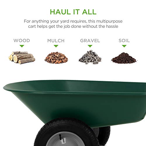 Dual-Wheel Utility Yard Wheelbarrow for Lawn and Garden