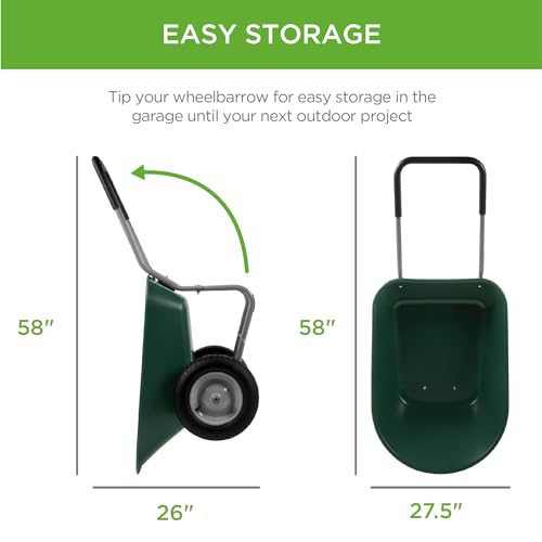 Dual-Wheel Utility Yard Wheelbarrow for Lawn and Garden