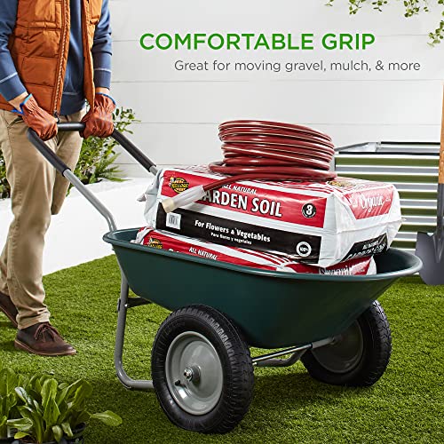 Dual-Wheel Utility Yard Wheelbarrow for Lawn and Garden