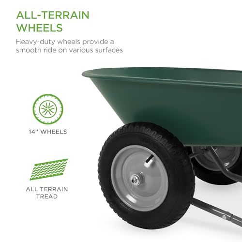 Dual-Wheel Utility Yard Wheelbarrow for Lawn and Garden