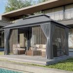 10x12 Metal Frame Outdoor Gazebo with Netting
