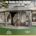 10x12 Metal Frame Outdoor Gazebo with Netting