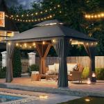 10x12 Metal Frame Outdoor Gazebo with Netting