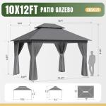 10x12 Metal Frame Outdoor Gazebo with Netting