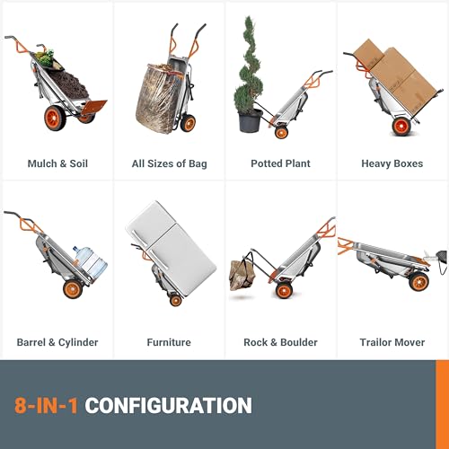 Worx WG050 Aerocart 8-in-1 Heavy Duty Garden Cart