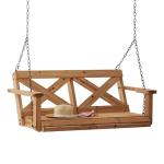 Cedar Wood Farmhouse Outdoor Swing Bench for Two