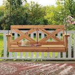 Cedar Wood Farmhouse Outdoor Swing Bench for Two