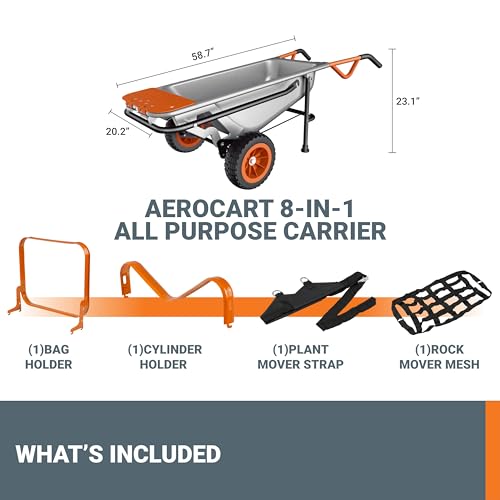 Worx WG050 Aerocart 8-in-1 Heavy Duty Garden Cart