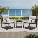 Greesum 3-Piece Rocking Wicker Bistro Set in Beige