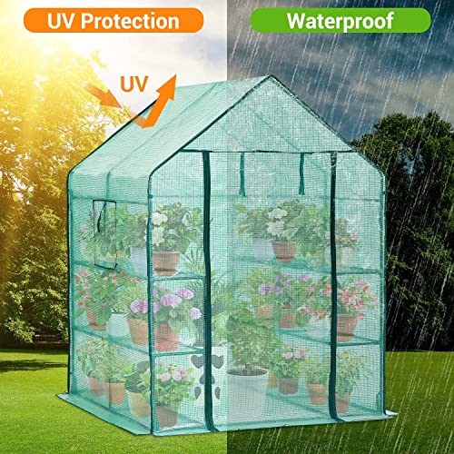 Ohuhu 3-Tier 12-Shelf Outdoor Greenhouse with Screen Windows