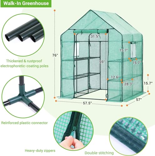 Ohuhu 3-Tier 12-Shelf Outdoor Greenhouse with Screen Windows
