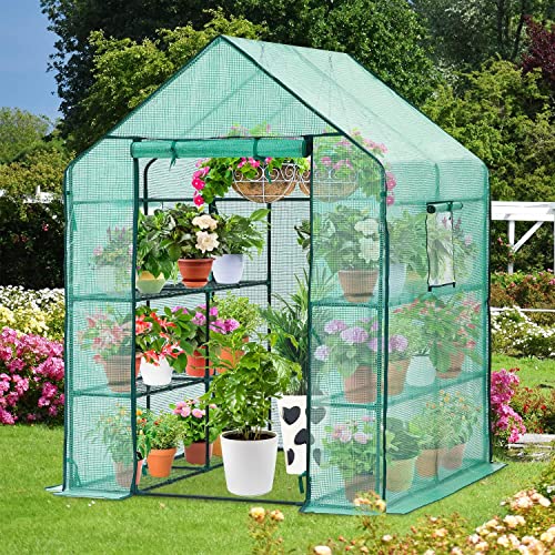 Ohuhu 3-Tier 12-Shelf Outdoor Greenhouse with Screen Windows