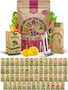 Vegetable Seeds Variety Pack - 55 Non-GMO Seeds