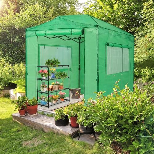 EAGLE PEAK 8x6 Portable Walk-in Greenhouse, Zippered Doors