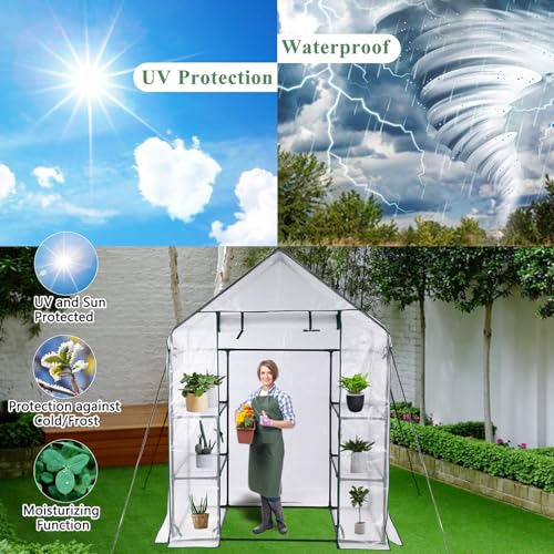Portable Mini Walk-in Greenhouse with Roll-up Zipper Door