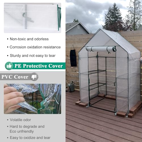 Portable Mini Walk-in Greenhouse with Roll-up Zipper Door