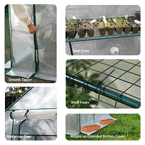 Portable Mini Walk-in Greenhouse with Roll-up Zipper Door