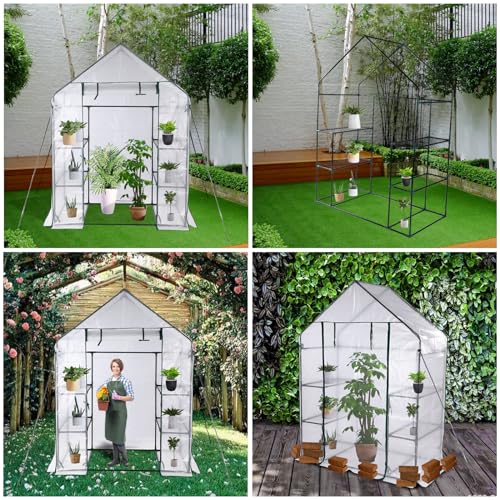 Portable Mini Walk-in Greenhouse with Roll-up Zipper Door