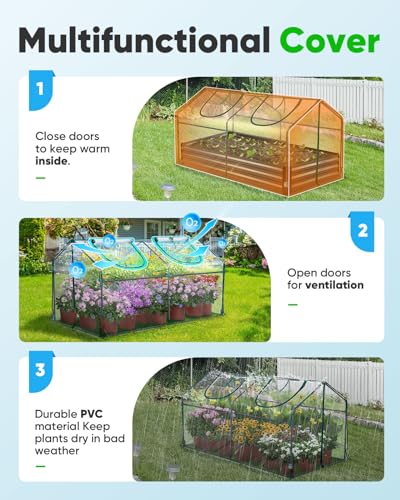 Mini Cloche Greenhouse with Elevated Bottom, Waterproof UV-Resistant