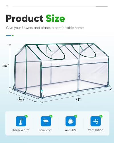 Mini Cloche Greenhouse with Elevated Bottom, Waterproof UV-Resistant
