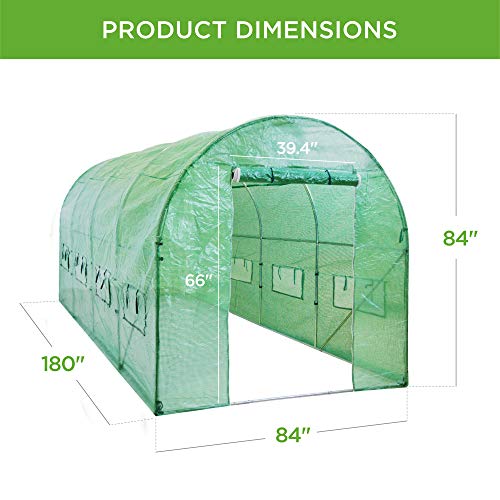 15x7x7ft Walk-in Greenhouse Tunnel for Home Gardening