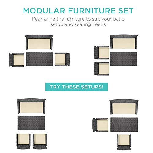 4-Piece Outdoor Wicker Patio Conversation Set - Gray/Cream