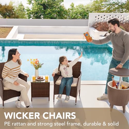 Devoko 3-Piece Patio Furniture Set with Rattan Chairs