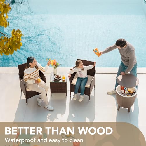 Devoko 3-Piece Patio Furniture Set with Rattan Chairs