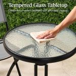 3-Piece Patio Bistro Dining Set with Textured Glass Tabletop