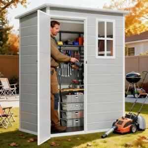 Gizoon 5x3 FT Grey Resin Outdoor Storage Shed
