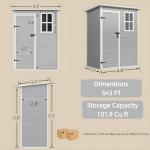 Gizoon 5x3 FT Grey Resin Outdoor Storage Shed