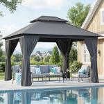 10x12 Metal Frame Outdoor Gazebo with Netting