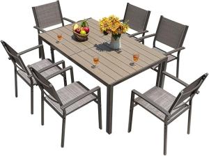 Homall 7 Piece Patio Dining Set with Stackable Chairs