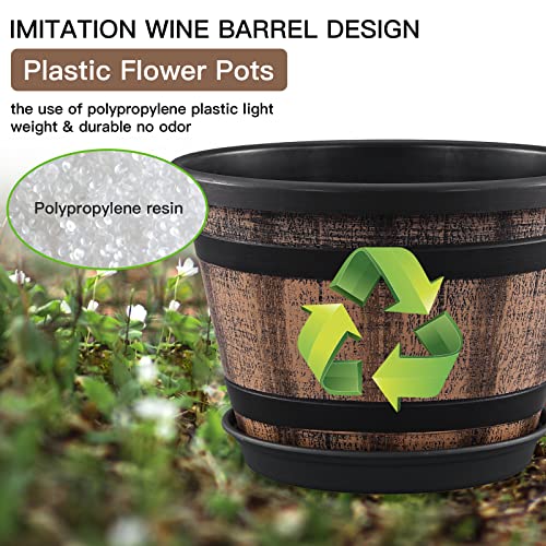 3 Pack 10" Whiskey Barrel Planters with Drainage