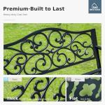 Outdoor Garden Bench with Floral Pattern, Cast Iron Frame