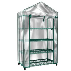Portable 4 Tier Mini Greenhouse with Locking Wheels