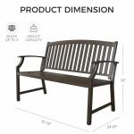 Farmhouse Outdoor Bench with Anti-Rust Coated Frame, Brown