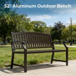 Farmhouse Outdoor Bench with Anti-Rust Coated Frame, Brown