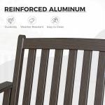 Farmhouse Outdoor Bench with Anti-Rust Coated Frame, Brown