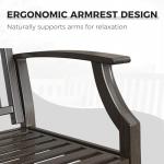 Farmhouse Outdoor Bench with Anti-Rust Coated Frame, Brown