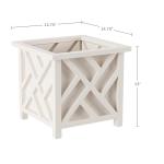 White Lattice Flower Box Planters for Garden Decor