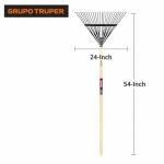24-Inch Steel Leaf Rake with Wooden Handle